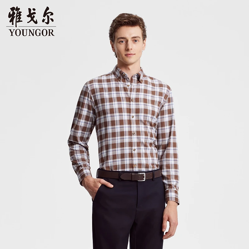 【绵羊毛绒面抗菌】雅戈尔秋冬新品商务休闲通勤保暖男士加厚衬衫