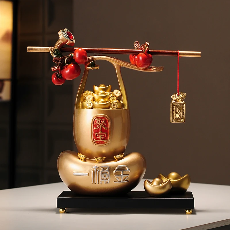 称心如意招财聚财摆件聚宝盆办公室客厅新中式装饰品乔迁开业礼品