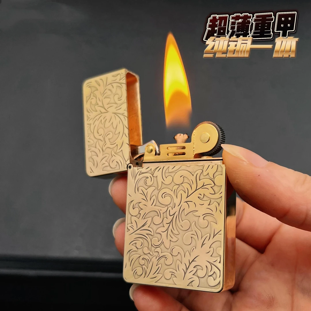 佐罗ZL8黄铜超薄一体翻盖打火机