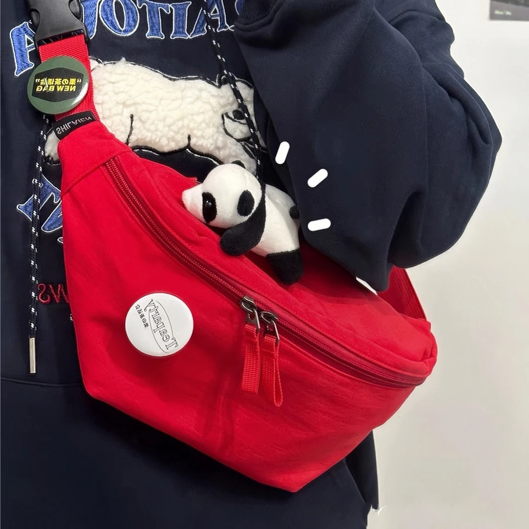 手机腰包潮牌纯色胸包日系ins简约单肩小包包女休闲运动斜挎包男
