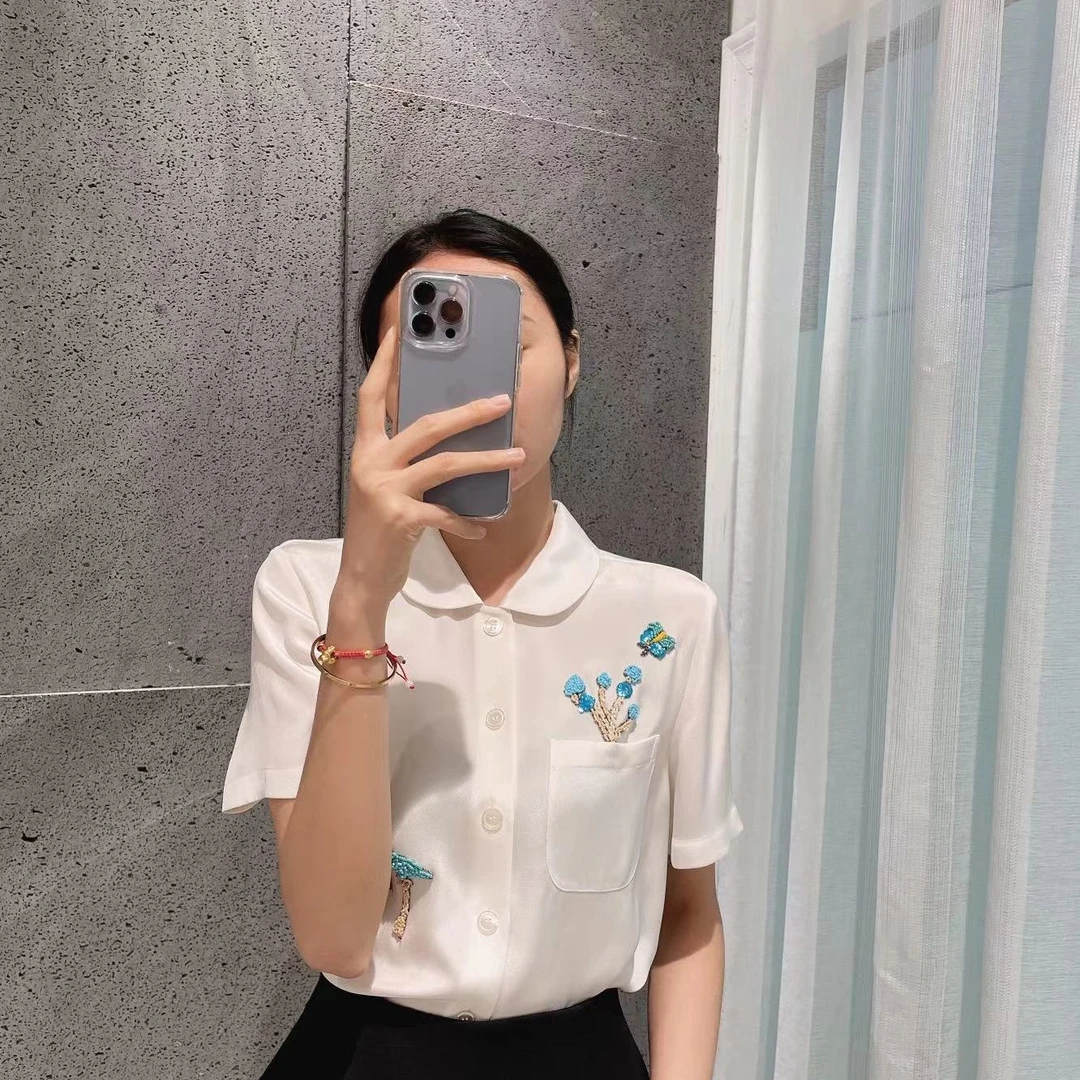 《陌上花开》M2050 法式重工真丝百搭衬衫 衣长67 QS60026