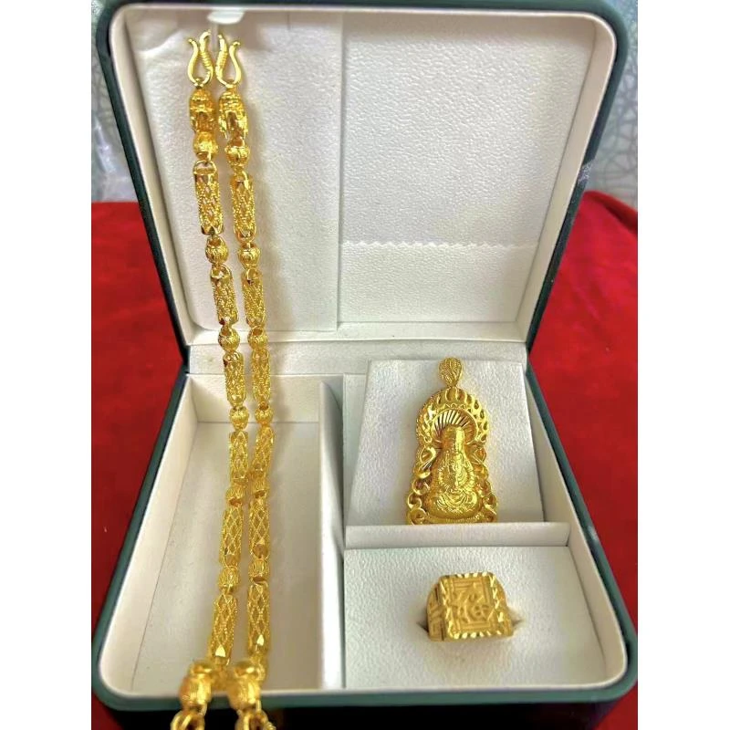 合金项链 {抖音好物} 合金男士霸气单帝王竹节祥云项链套装