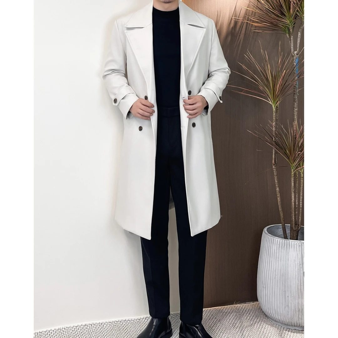 秋冬中长款风衣外套男潮流英伦风设计感高级感韩版保暖大衣双排扣