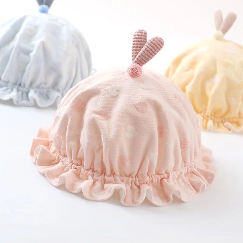 新生婴儿帽子秋季初生胎帽0-6月纯棉薄款公主渔夫男女宝宝帽超萌