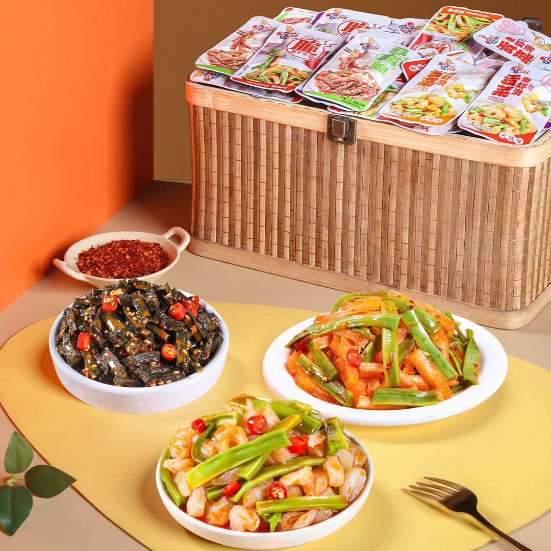 艾妍魔芋贡菜虾滑酱脆小零食组合香辣解馋开袋即食美味追剧零食