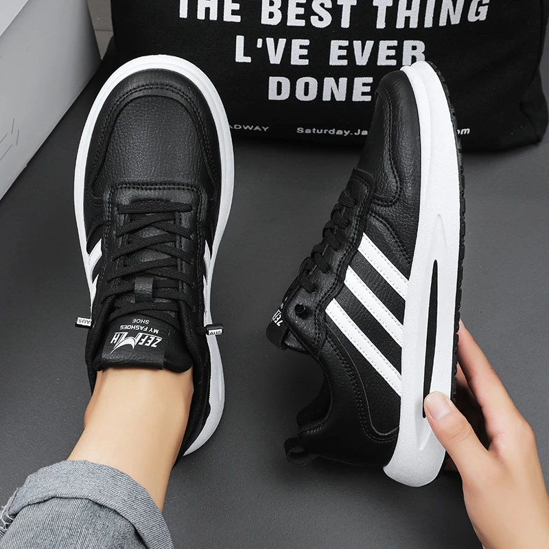 男士秋冬季皮面老爹鞋百搭运动休闲潮牌小白鞋