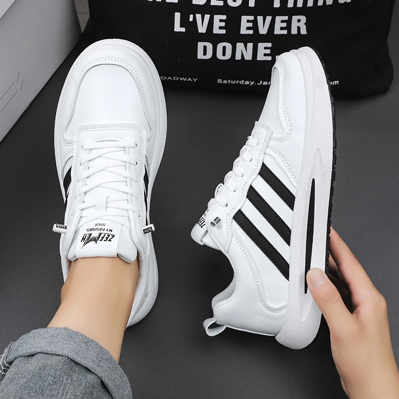 男士秋冬季皮面老爹鞋百搭运动休闲潮牌小白鞋