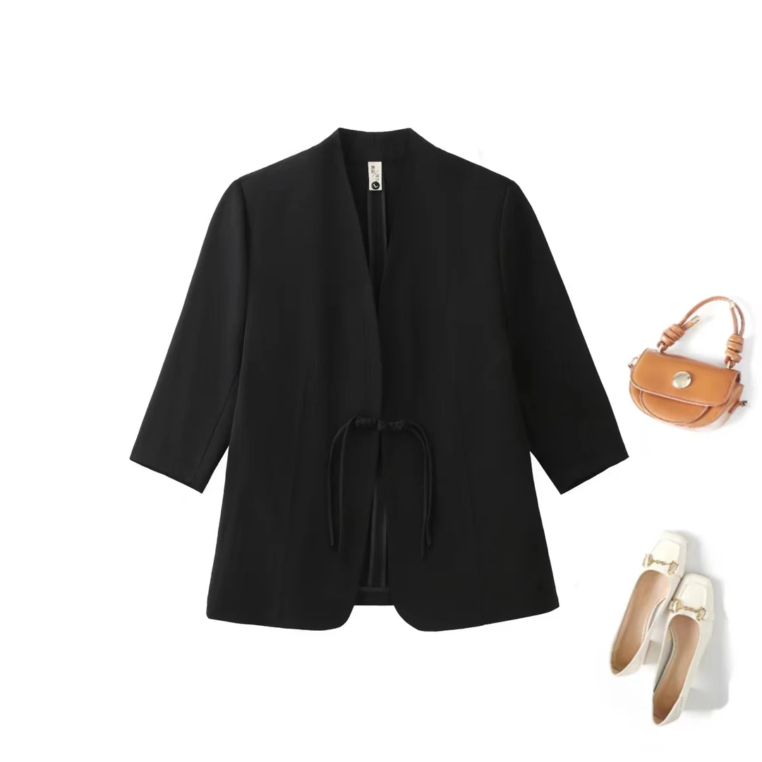 夏季新款盘扣国风薄款休闲西装时尚宽松气质显瘦外套2403.Q