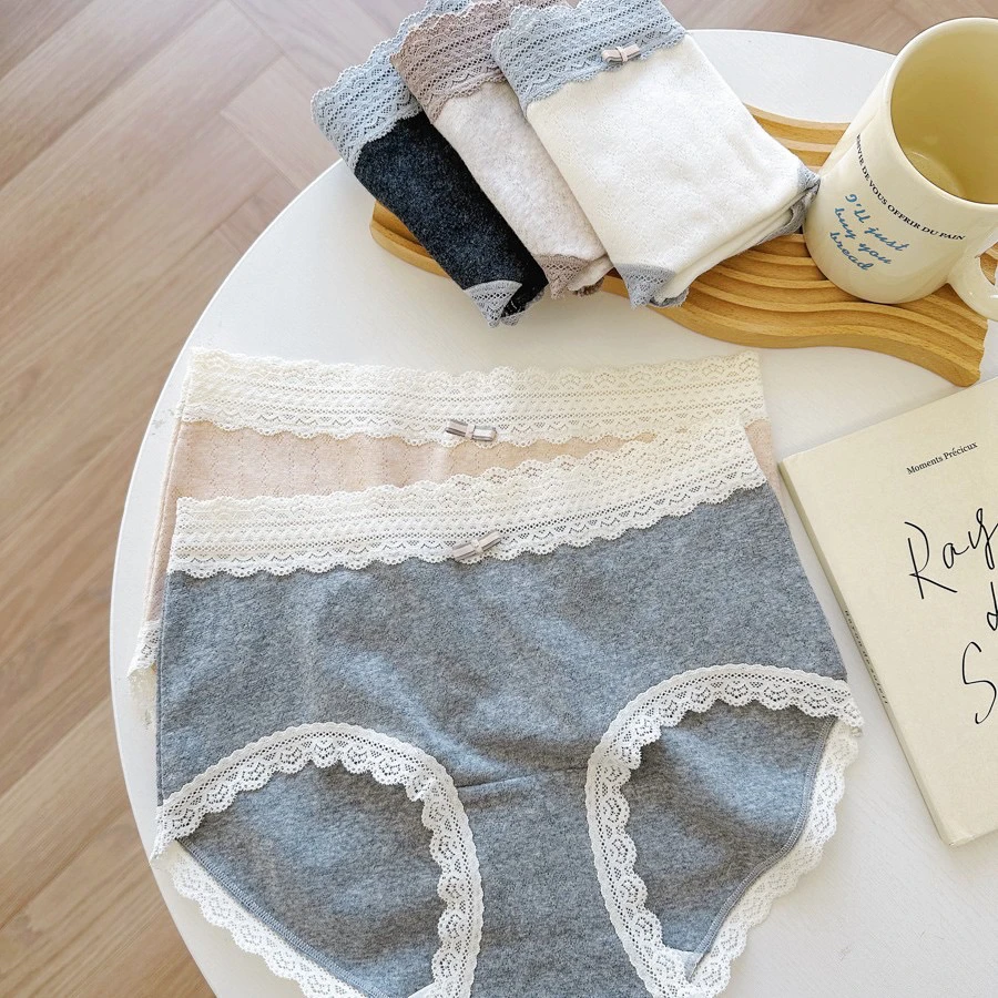 法式风情颜值蕾丝彩纱A类婴儿棉女士内裤棉加长裆7A抑菌9225