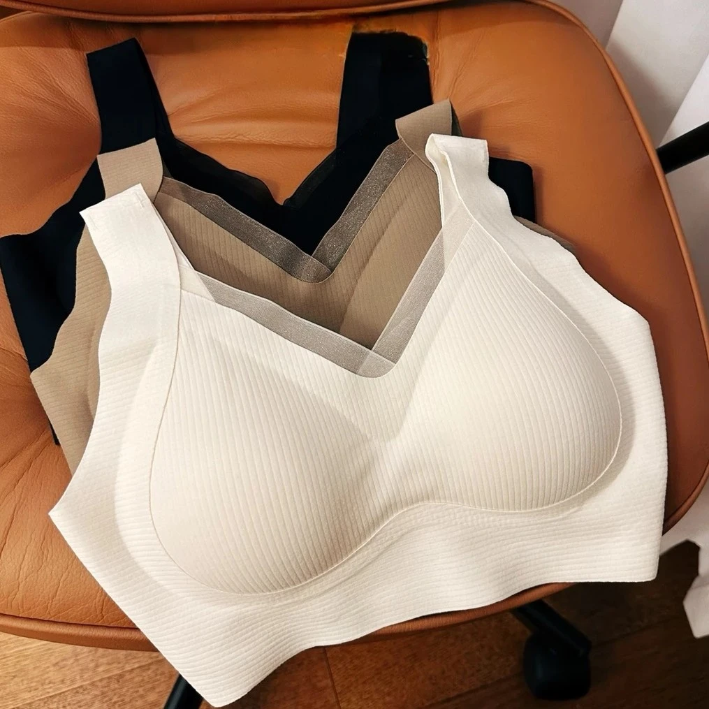 新品暖绒反重力无痕提拉聚拢文胸无钢圈微磨毛女士内衣6988