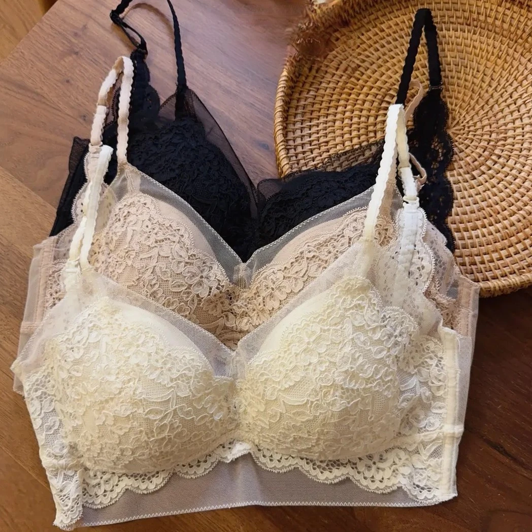 月雾黎明法式轻薄蕾丝大露背美背透气文胸薄款聚拢内衣夏季OB3002