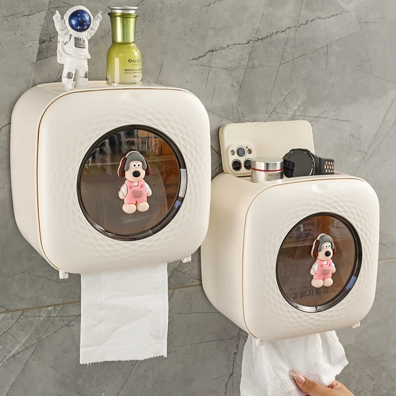 家用防水卫生间纸巾盒洗手间浴室抽纸盒绵柔奶油白壁挂式免打孔