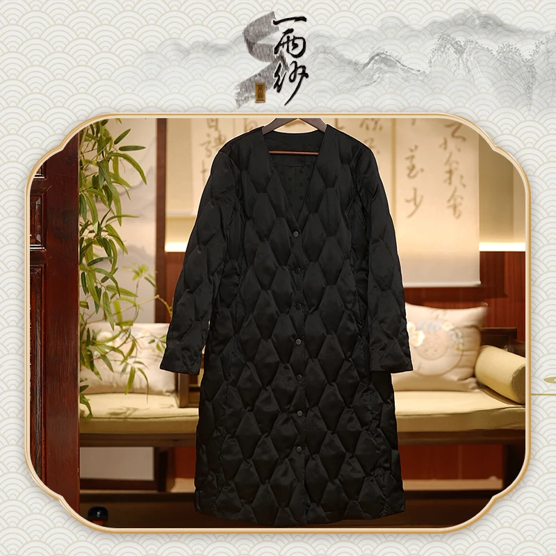 【桑蚕丝羽绒打底风衣】235788桑蚕丝90白鸭绒风衣外套新中式35