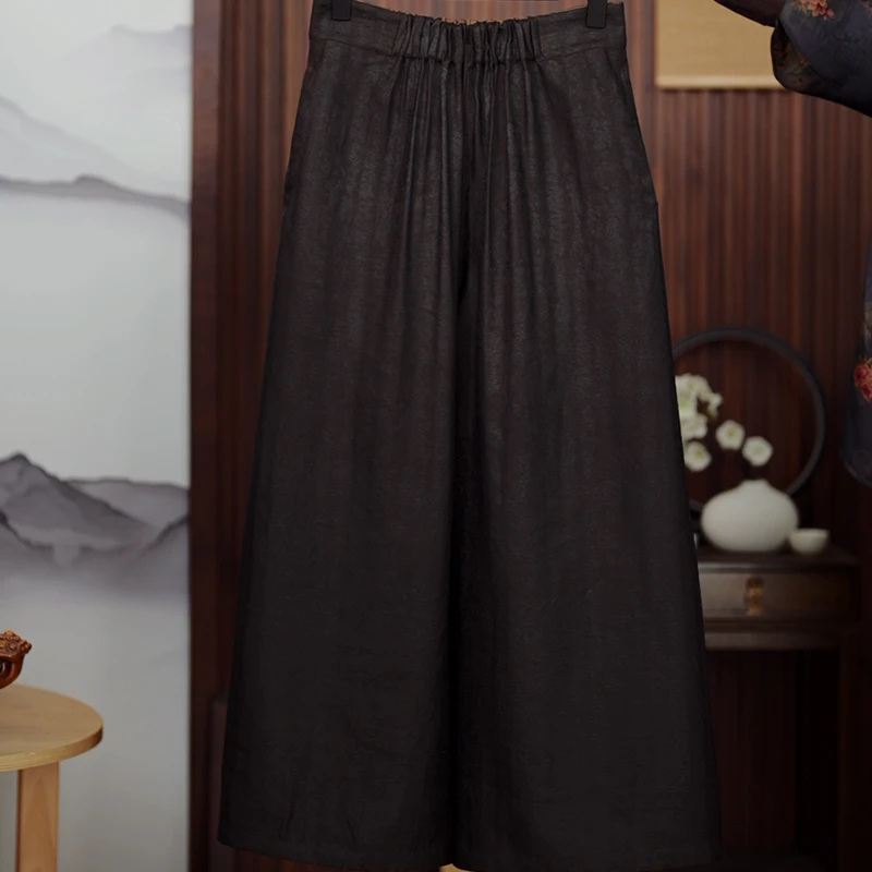 【兰亭序花苞裙裤】238254桑蚕丝绞罗香云纱阔腿裤子新国风D45