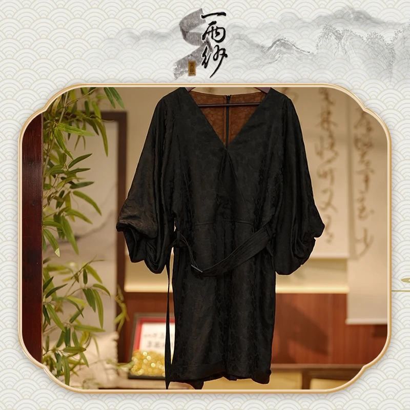 【连体裤夏装】235402桑蚕丝提花重缎香云纱上衣外套新中式45Y