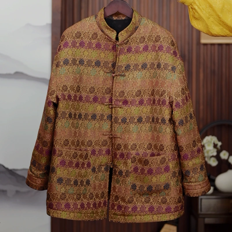 【唐花唐装棉衣】热力感235210桑蚕丝唐锦香云纱上衣外套H50