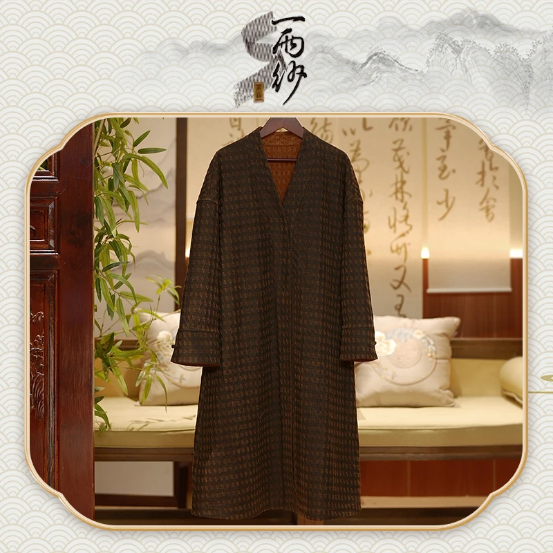 【厚绢风衣】239466桑蚕丝厚绢香云纱风衣外套新中式70