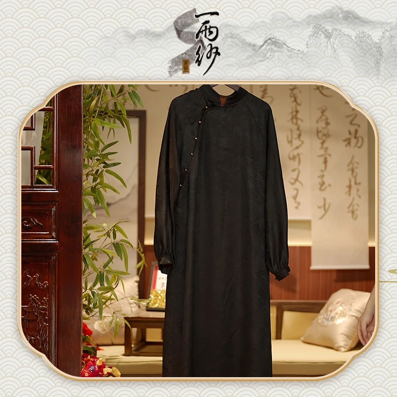 【龙凤舞】233115桑蚕丝农工缎香云纱连衣裙长袍新中式50