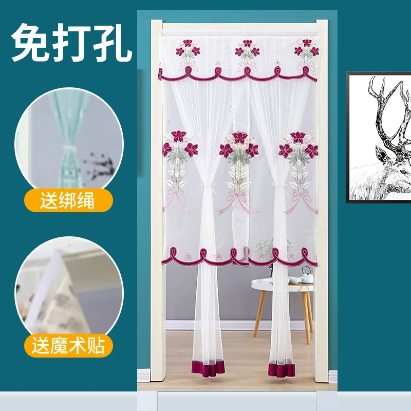 门帘防蚊夏季家用防蚊门帘隔断帘高档遮挡布门帘门帘魔术贴自粘式