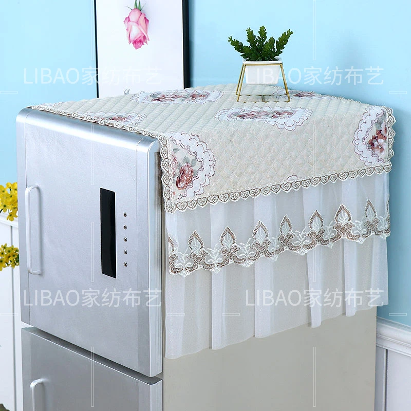 新款冰箱盖巾单/双开门冰箱盖布防尘罩蕾丝耐磨可洗保护套子通用