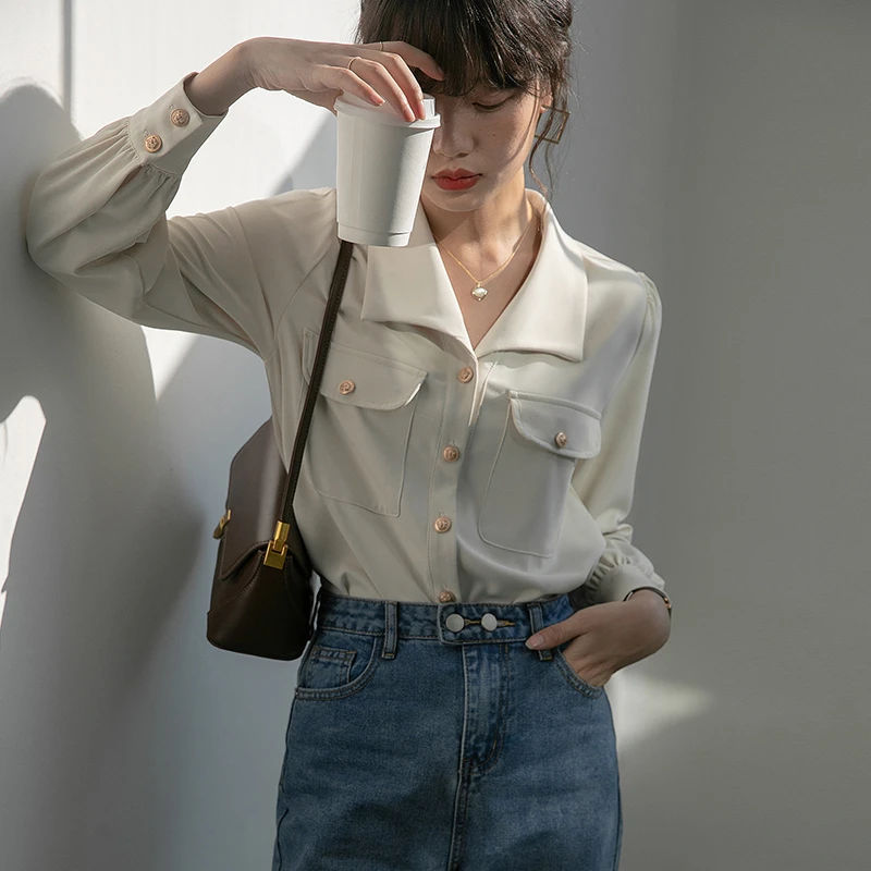 原水女装春新款法式衬衫女通勤上衣职业衬衣气质职场小衫T1110