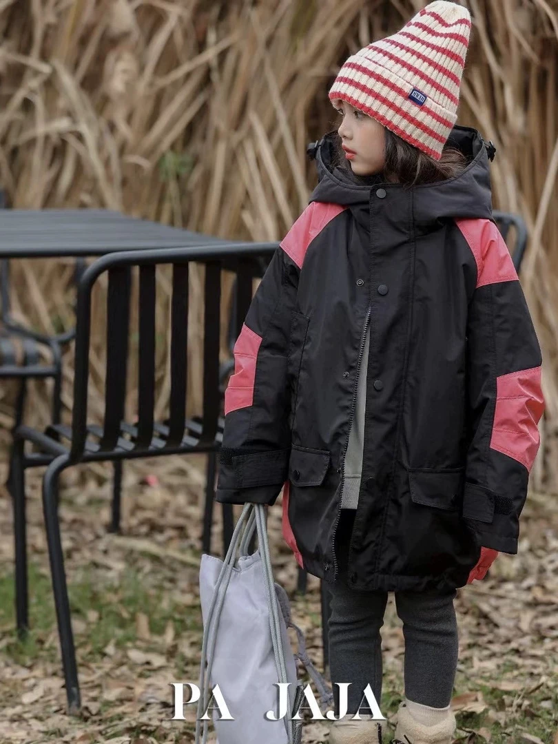 冬季新款男女童加薄棉冲锋衣儿童拉链衫外套中大童