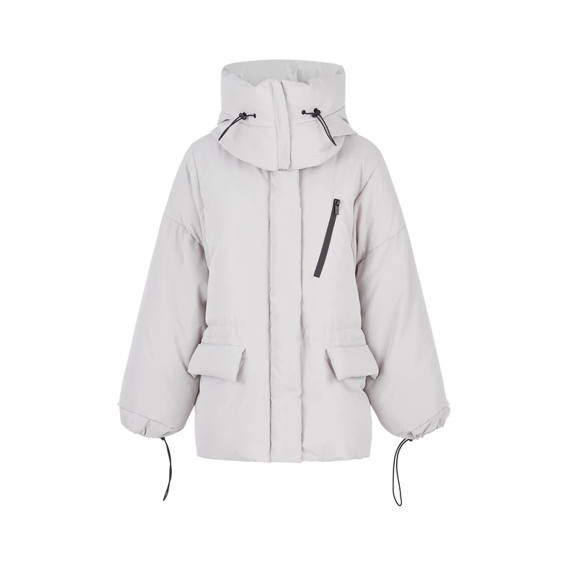 圣迪奥女装时尚气质高领连帽抽绳宽松简约厚款羽绒服S21462497