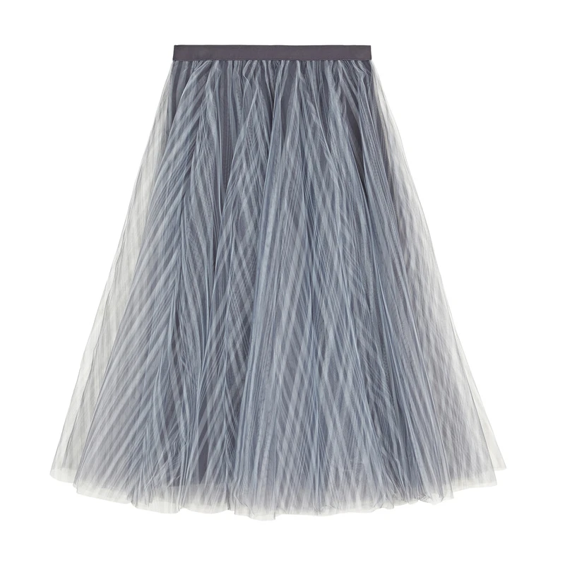 S.DEER圣迪奥新款时尚甜美洋气百搭网纱裙中长款半身裙S231Z1110