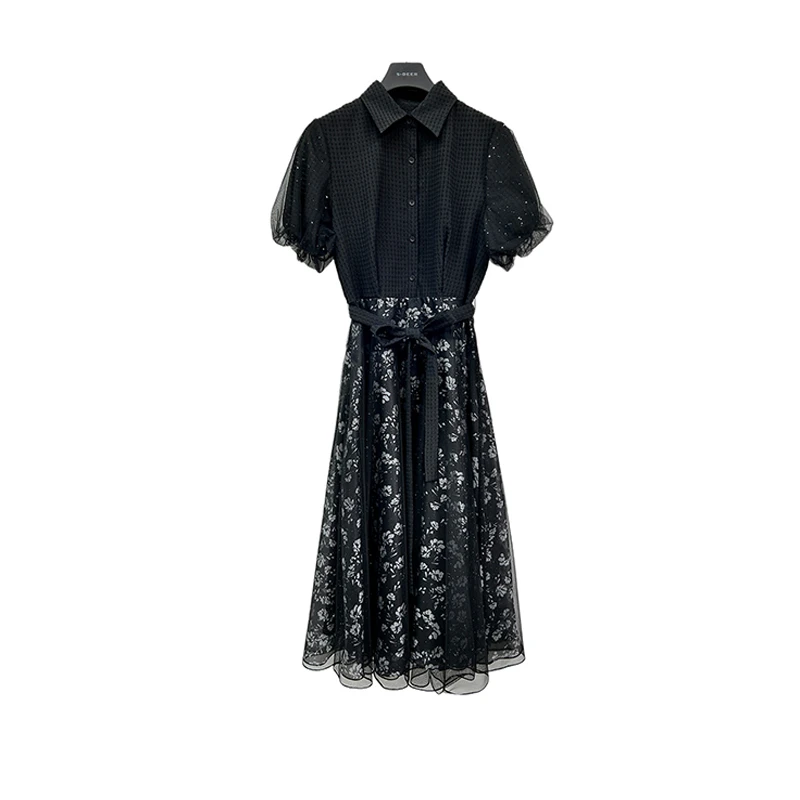 圣迪奥优雅复古连衣裙轻奢时尚显瘦气质收腰长裙S233Z1268