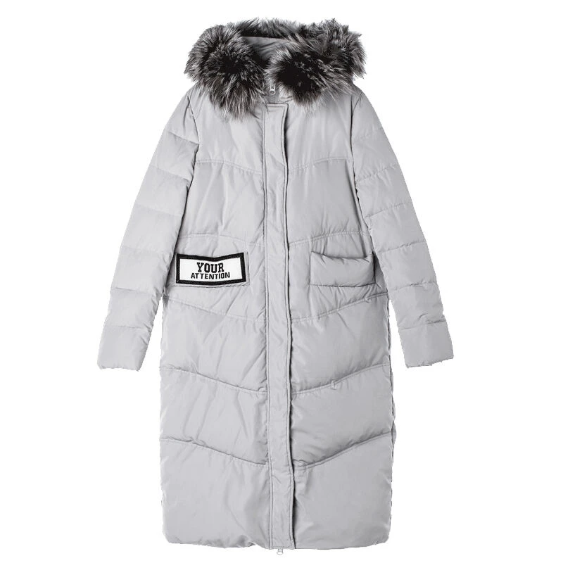 S·DEER圣迪奥休闲毛领连帽贴布中长款白鸭绒羽绒服女S17482432