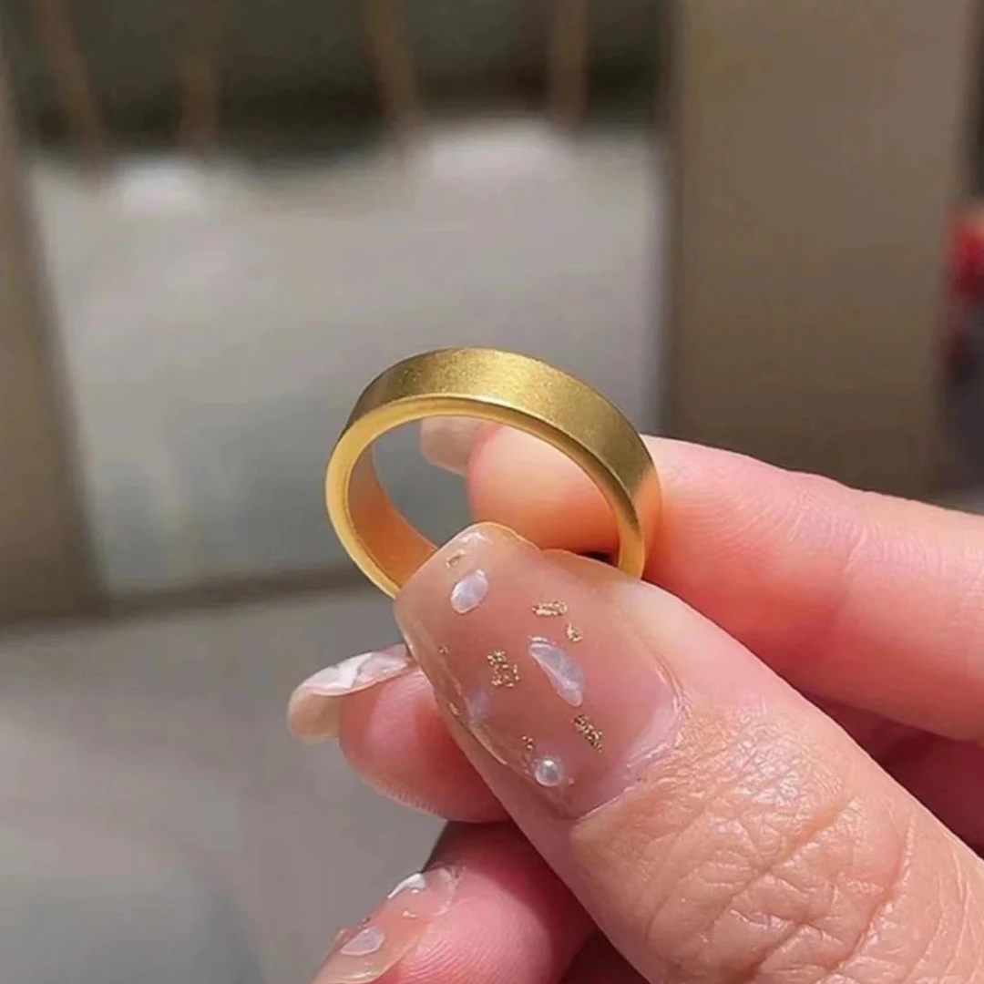 Chow Tai Seng/周大生足金999宽面素圈古法戒指经典哑光素款情侣