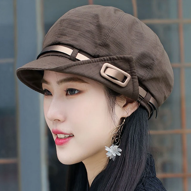 云朵帽2025女款女士春秋新款显脸小时尚百搭贝雷帽女冬季八角帽子