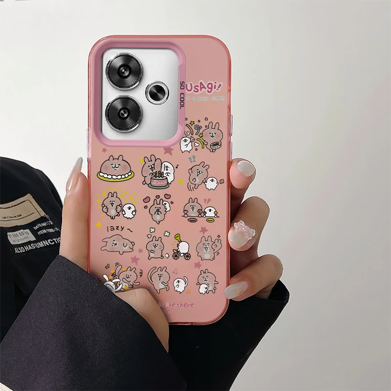 红米Turbo3手机壳手机壳高颜值个性创意网红可爱搞怪小兔漫彩银壳