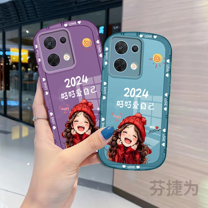 OPPORENO8手机壳马卡龙彩色半透明网红四边带气囊壳好好爱自己