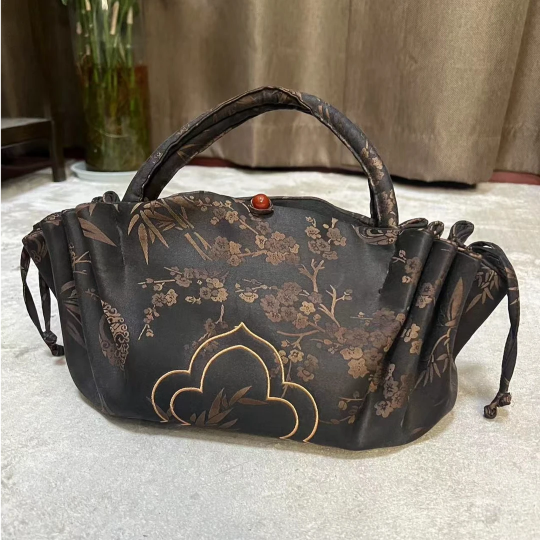 新中式气质款女士手提包流苏提花如意刺绣时尚复古休闲百搭手拎包