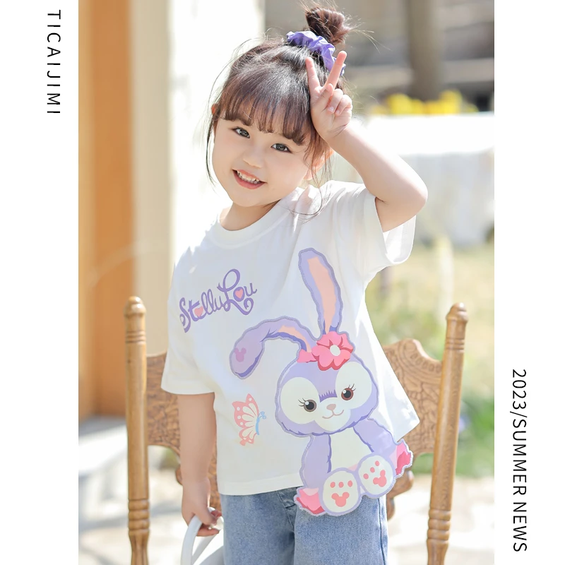 女童夏季玲娜贝儿T恤衫宝宝星黛露立体兔子短袖纯棉t恤小女孩夏装