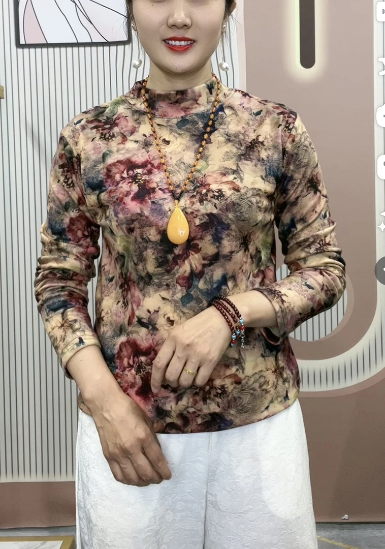 2023秋冬新款加绒打底衫半高领小衫洋气时尚百搭款小衫018