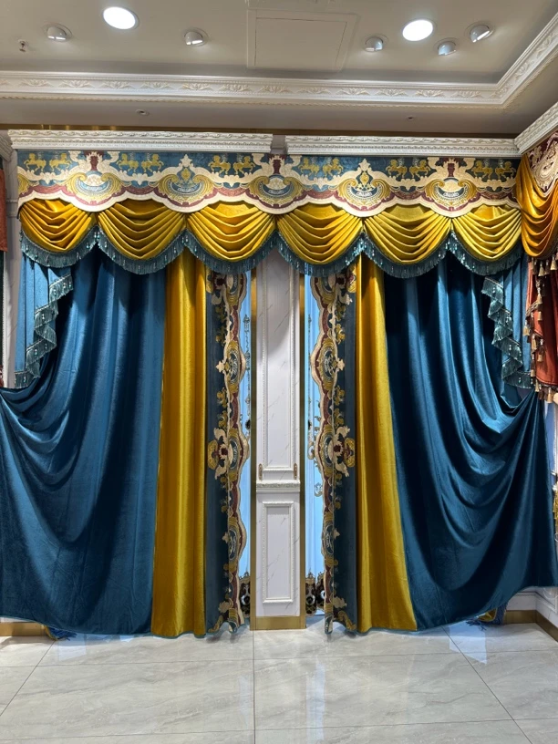 高端奢华重工刺绣花窗帘布