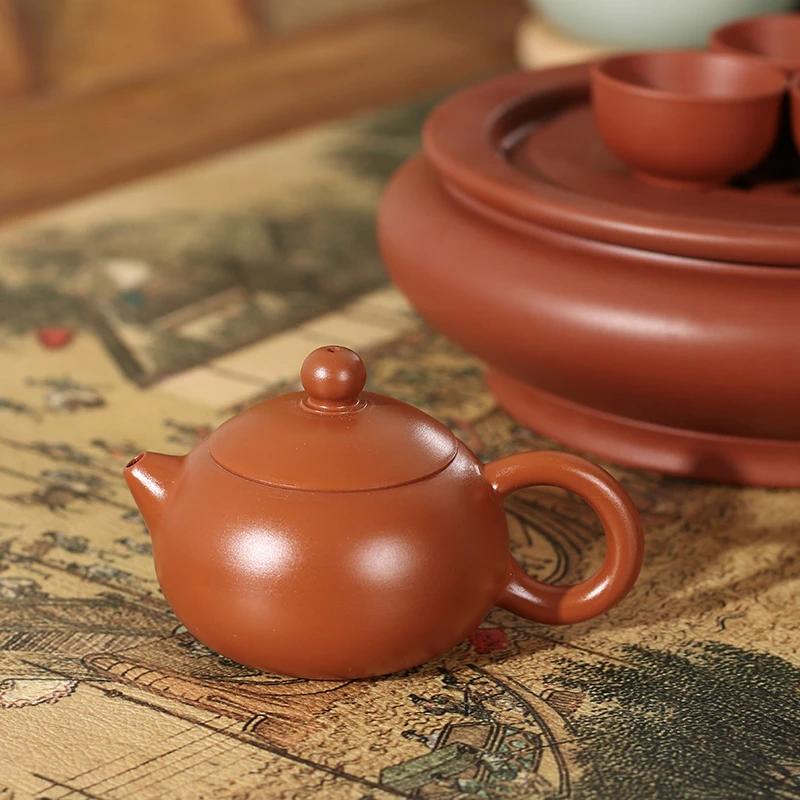 功夫茶小冲罐朱泥西施壶潮州手拉壶小容量功夫工夫小茶壶手制茶壶