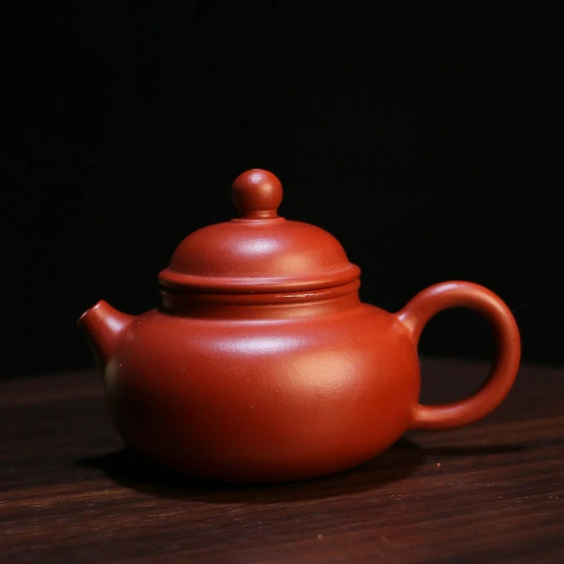 潮州朱泥大红袍梨荣天壶潮州手拉壶迷你三杯功夫工夫小号潮州朱泥