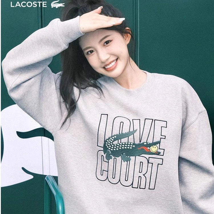 LACOSTE法国鳄鱼SMILEY联名男女同款字母笑脸图案卫衣|SH9230