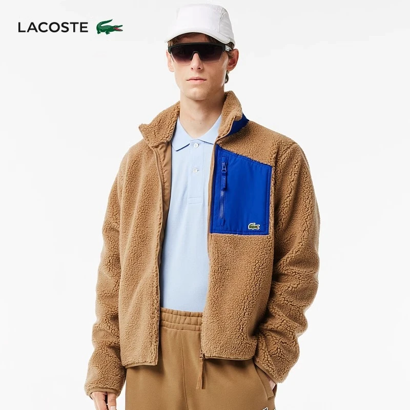 LACOSTE法国鳄鱼男装秋冬时尚舒适拼色保暖拉链立领外套|BH6280