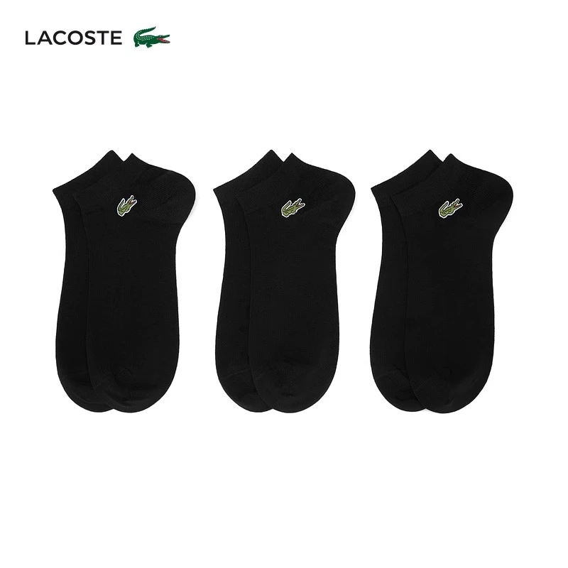 LACOSTE法国鳄鱼男女同款时尚舒适透气3双装袜子罗纹短袜|RA4183