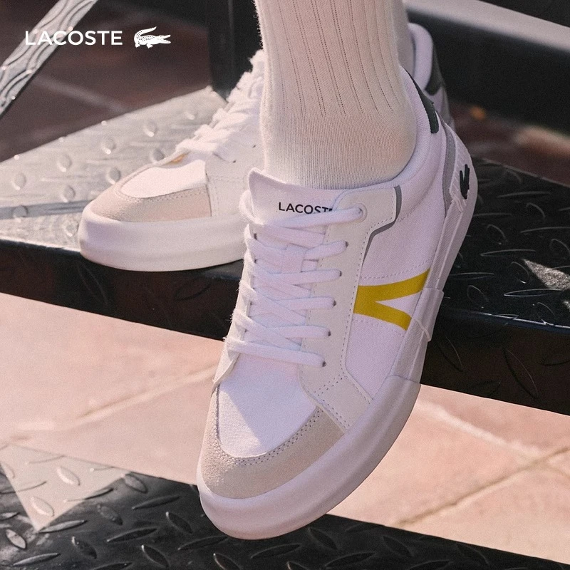 LACOSTE法国鳄鱼女鞋L004系列时尚拼色系带休闲鞋板鞋|46CFA0014