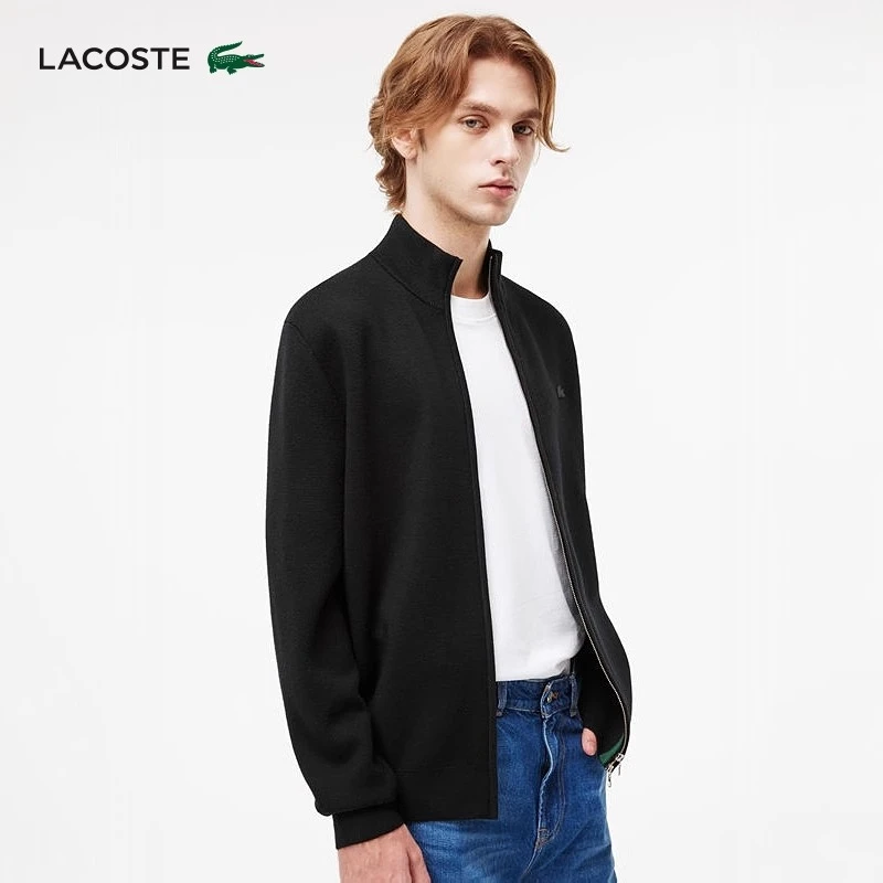 LACOSTE法国鳄鱼男款秋冬简约立领拉链针织毛衣开衫外套|AH1955