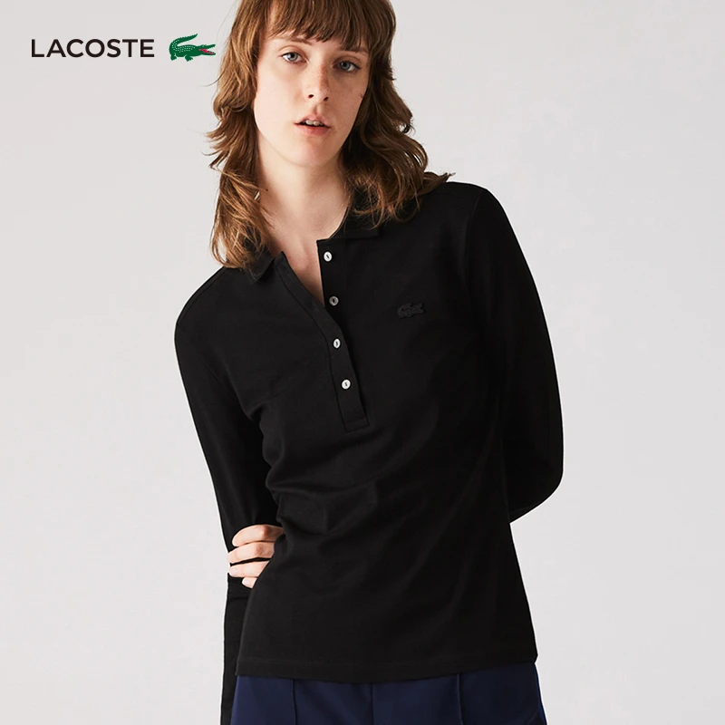 LACOSTE法国鳄鱼女装舒适时尚翻领户外透气长袖POLO衫女士|PF5464