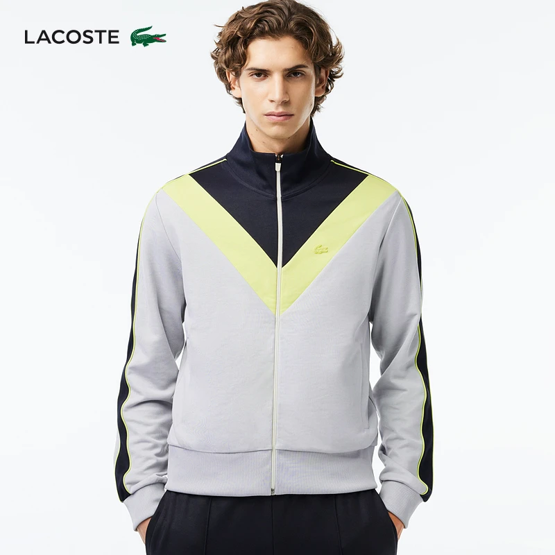 LACOSTE法国鳄鱼男装秋冬时尚潮流拼色拉链立领运动衫卫衣|SH1168