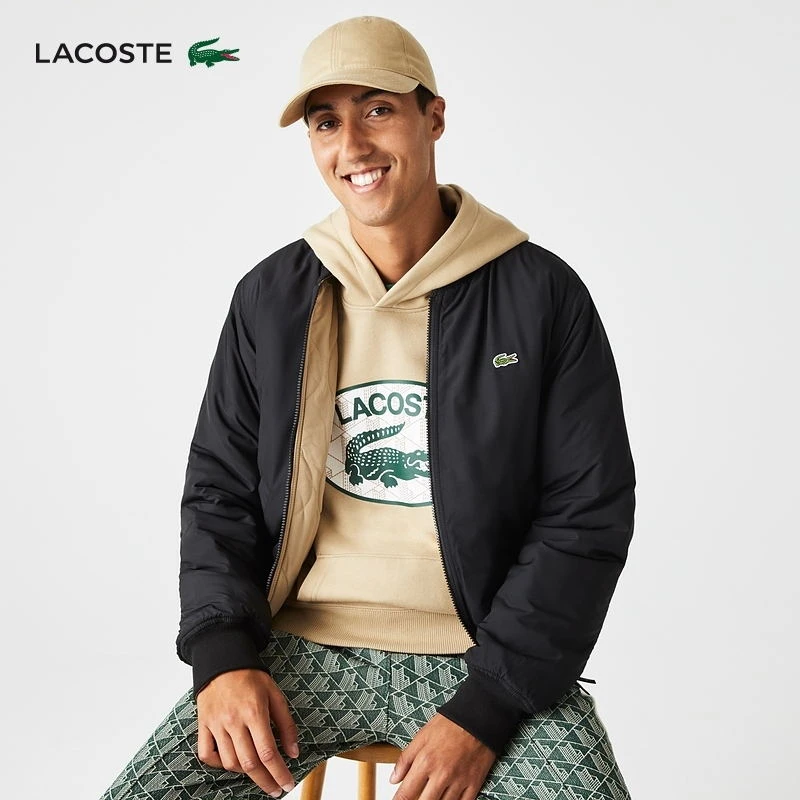 LACOSTE法国鳄鱼男装两面穿立领飞行员夹克棒球服棉服外套|BH4473