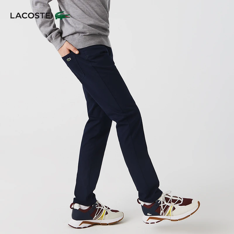 LACOSTE法国鳄鱼男装时尚商务通勤深蓝色休闲裤西裤长裤|HH2701