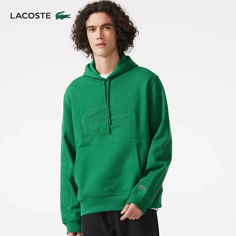 LACOSTE法国鳄鱼男装秋冬时尚logo图案宽松连帽卫衣运动衫|SH2105